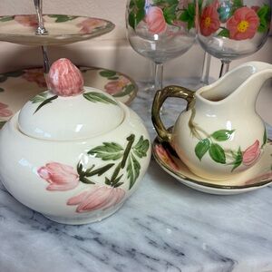 Franciscan Desert Rose Floral Ceramic Sugar Bowl and Creamer Set
